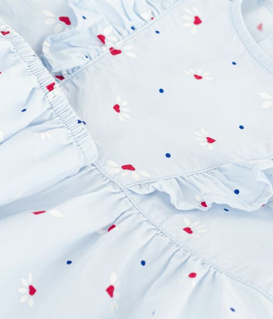 Abito neonata a maniche corte in cotone fantasia e bloomer abbinato blu FRAICHEUR/bianco MULTICO