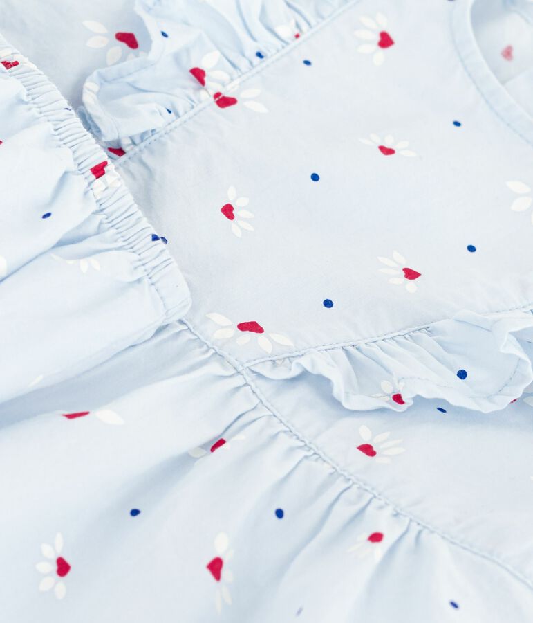 Abito neonata a maniche corte in cotone fantasia e bloomer abbinato blu/multicolore