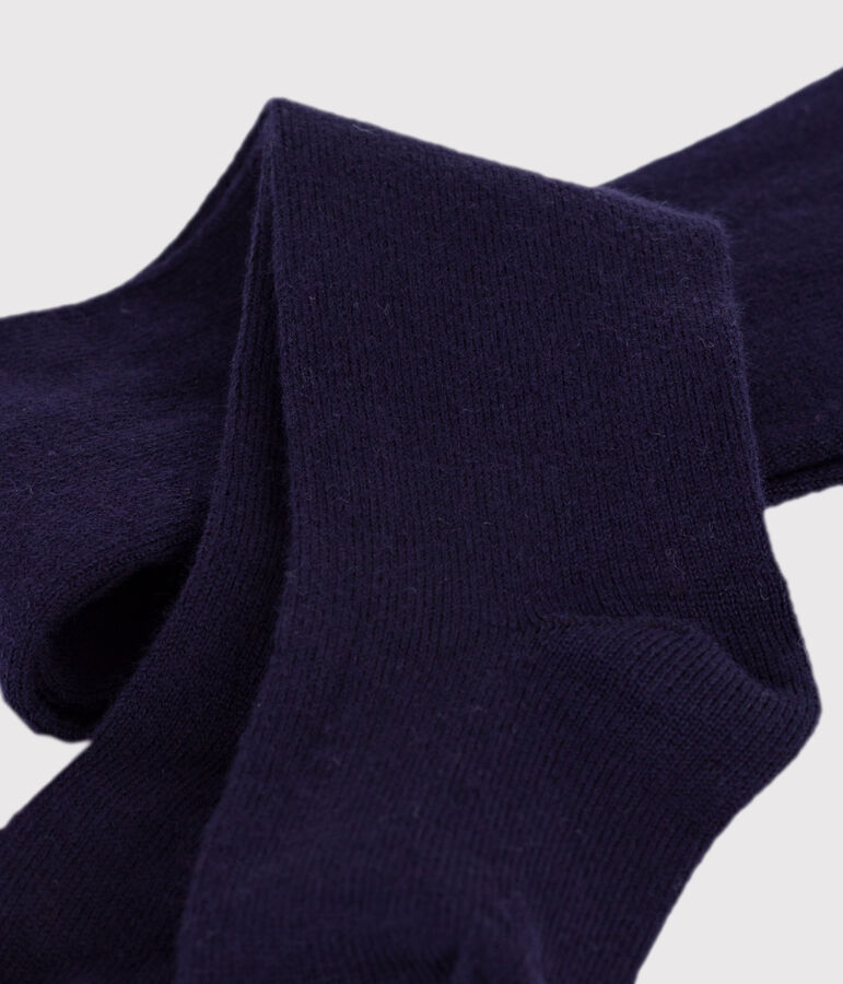 Collant in cotone tinta unita neonata blu