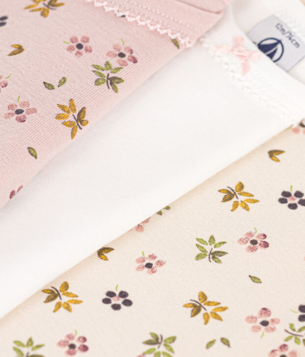 Set di 3 body a maniche lunghe in cotone a fiori neonato multicolore