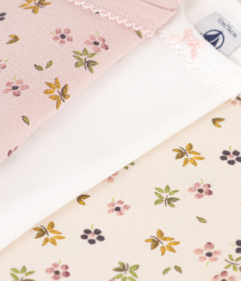 Set di 3 body a maniche lunghe in cotone a fiori neonato multicolore