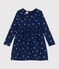 Abito a maniche lunghe in cotone a fiori bambina blu MEDIEVAL/bianco MULTICO