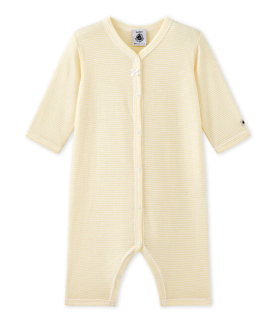 Tutina senza piedi bebè bambina millerighe giallo TEMPETE/bianco MULTICO