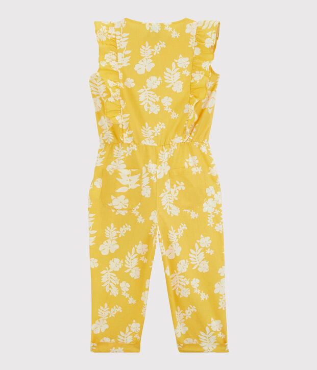 Tutina bambina in popeline stampato giallo/bianco