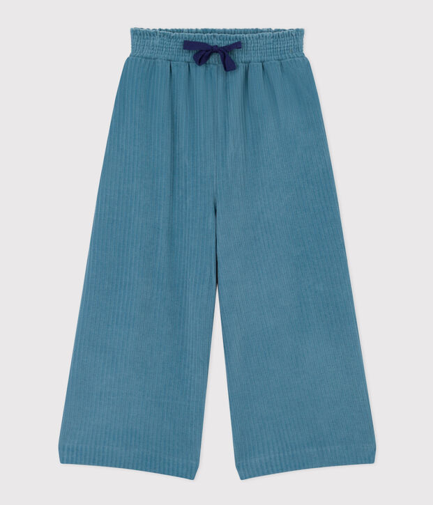 Pantaloni in velluto fine bambina blu