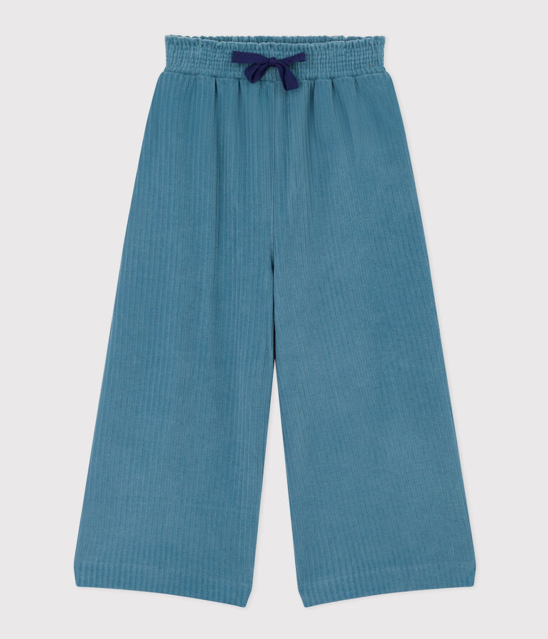 Pantaloni in velluto fine bambina blu