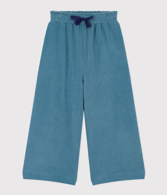 Pantaloni in velluto fine bambina blu POLOCHON