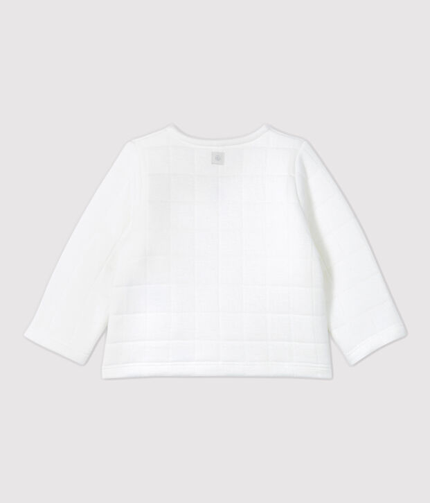 Cardigan beb&egrave; trapuntato in cotone biologico bianco