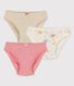 Confezione da 3 slip bambina scimmiette in cotone