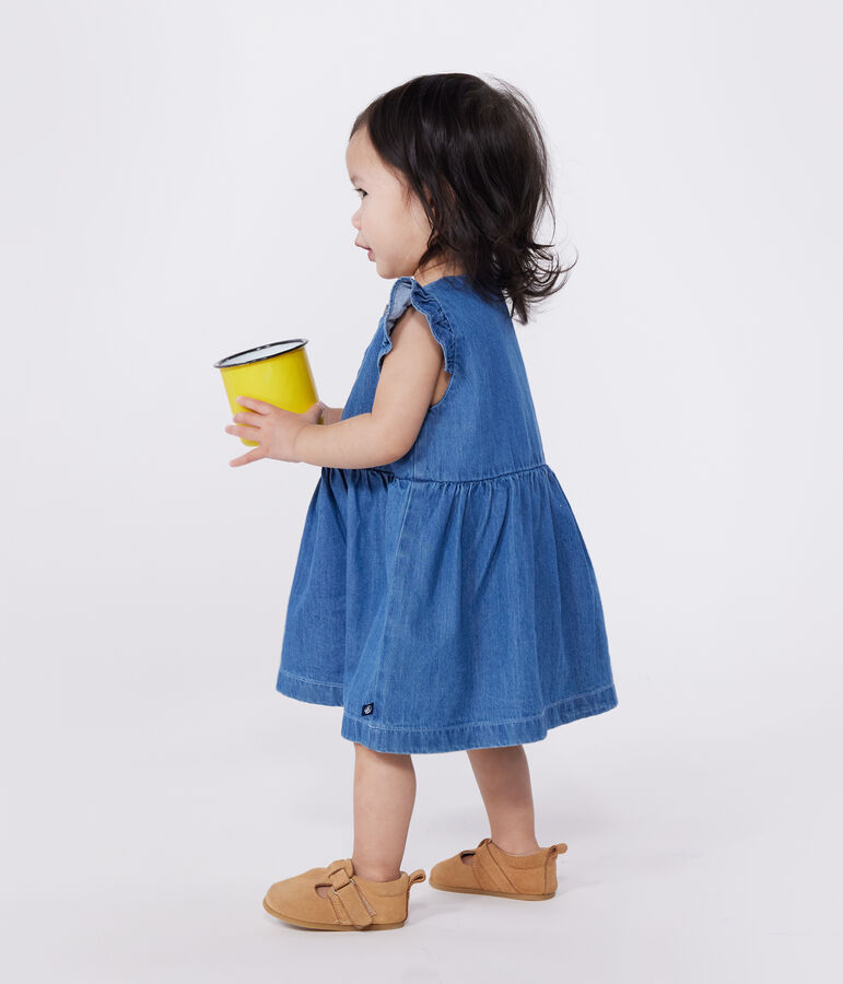 Abito senza maniche in denim leggero neonato blu