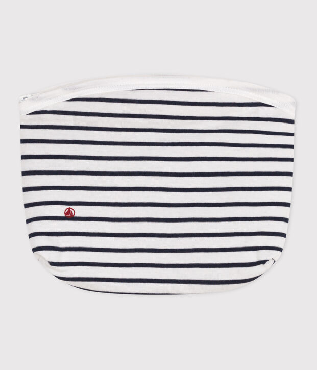 Pochette in cotone a righe neonato bianco/blu
