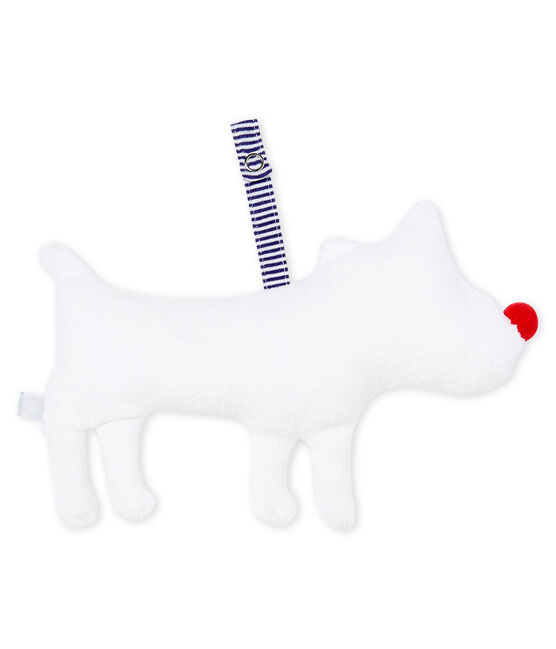 Doudou porta ciuccio bebé maschio in spugna bouclette bianco MARSHMALLOW