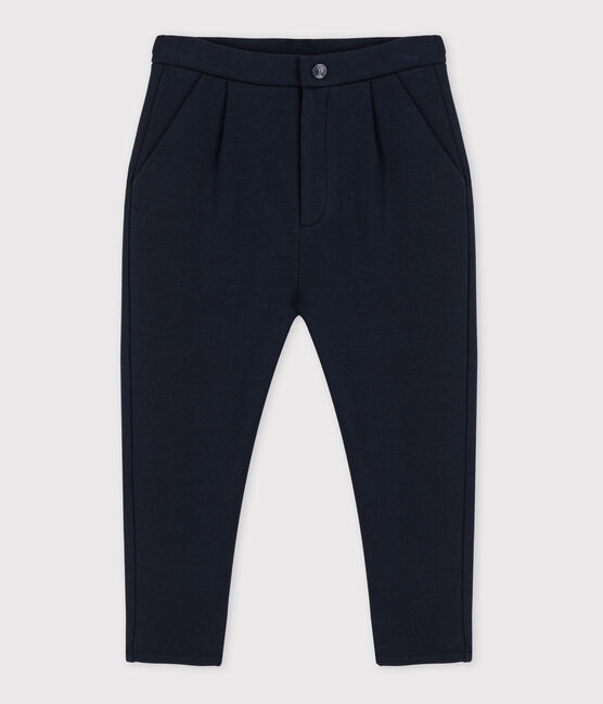 Pantaloni caldi bambina / bambino in velluto e tessuto felpato blu SMOKING