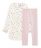 Camicia da notte a manica lunga con cuori bambina in jersey double face bianco MARSHMALLOW/bianco MULTICO