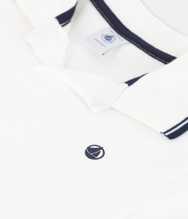 Polo manica corta in jersey bambino bianco