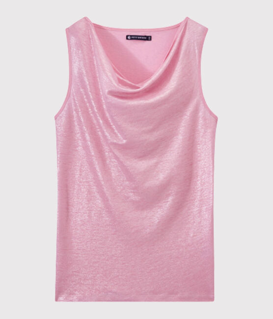 Top donna in lino iridescente rosa BABYLONE/grigio ARGENT
