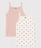 Confezione da 2 canottiere bambina con spalline in cotone a fiori variante 1