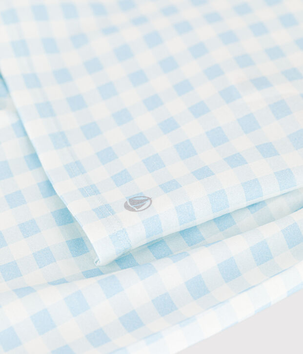 Pigiama corto bambina in cotone sottile fantasia vichy bianco/blu