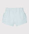 Short bebè femmina in seersucker (tessuto goffrato) bianco MARSHMALLOW/blu ACIER