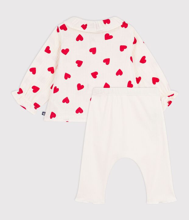 Set 2 pezzi lungo in cotone composto da camicetta con stampa e leggings multicolore