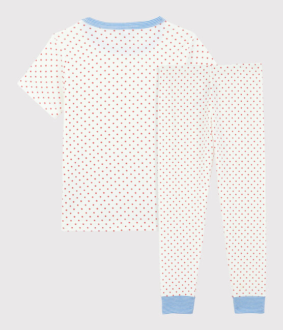 Pigiama a manica corta stelle rosse bambino in cotone biologico bianco MARSHMALLOW/rosso PEPS
