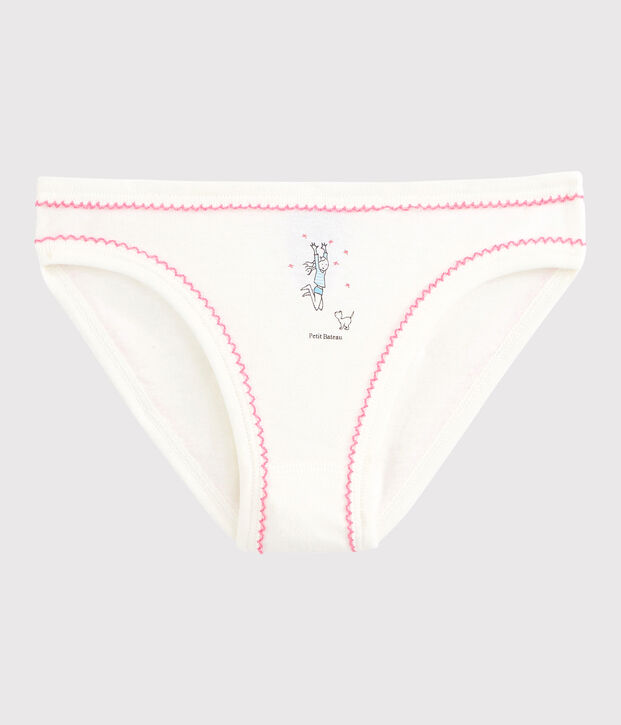 La mutandina in cotone per bambina bianco/rosa
