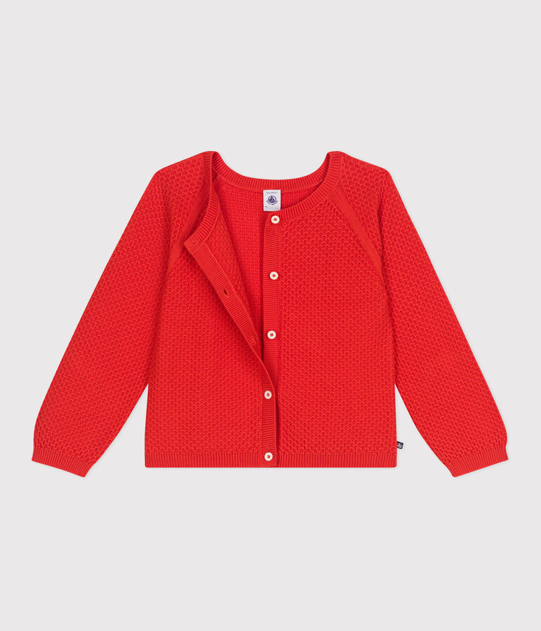 Cardigan in cotone a punto fantasia bambina rosso