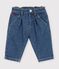 Pantaloni in denim tinta unita con cuore ricamato neonato blu