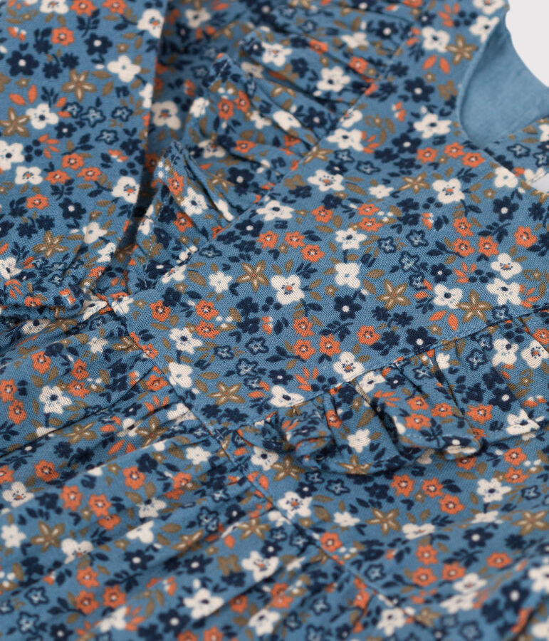 Abito a manica lunga beb&egrave; in garza di cotone stampato ROVER/ MULTICO