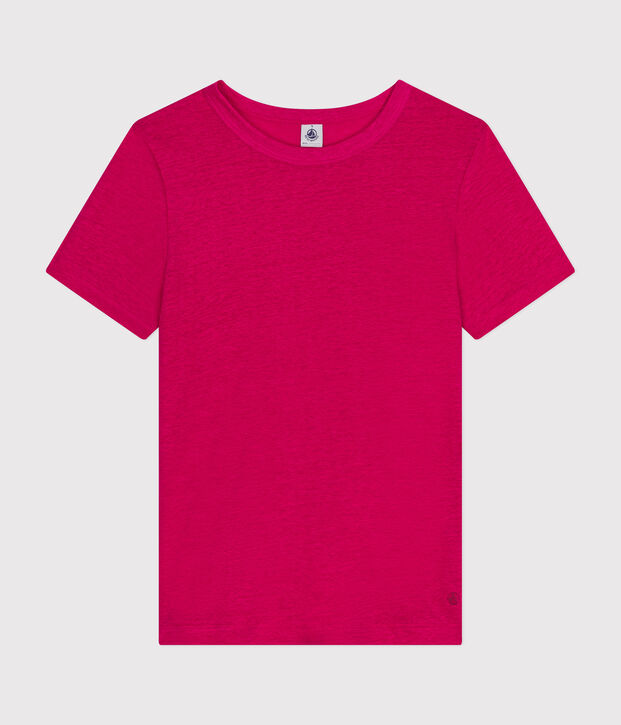 T-shirt L'ICONIQUE in lino da donna rosa