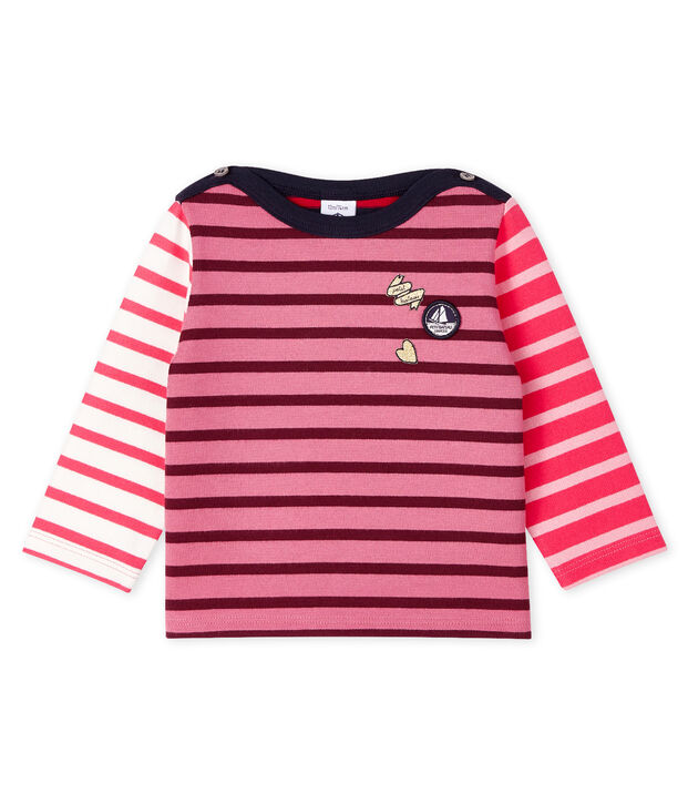Marini&egrave;re upcycling maniche lunghe beb&egrave; femmina rosa/multicolore