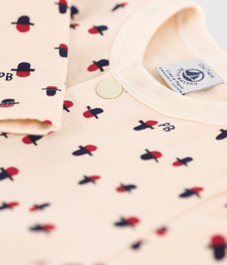 Cardigan a fantasia in tubique beb&egrave; ecru/multicolore