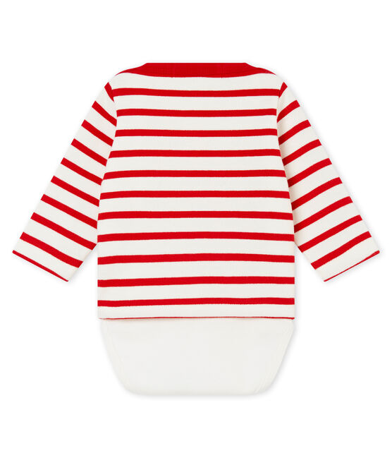 Body marinière per bebé maschio bianco MARSHMALLOW/rosso TERKUIT