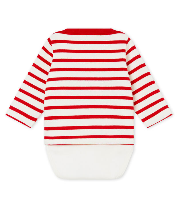 Body marini&egrave;re per beb&eacute; maschio bianco/rosso
