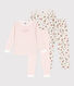 Confezione da 2 pigiami bambina in cotone motivo fiore e righe