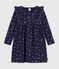 Abito a maniche lunghe in cotone a fiori bambina blu/multicolore