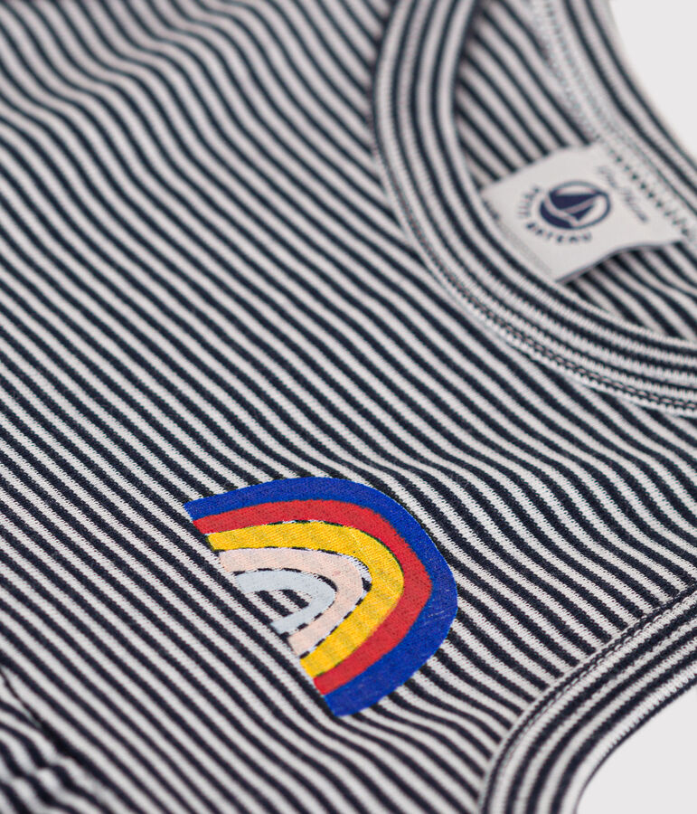 Abito senza maniche beb&egrave; in cotone rigato blu/bianco