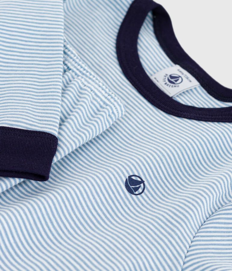 Pigiama in cotone a righe bambino blu/bianco