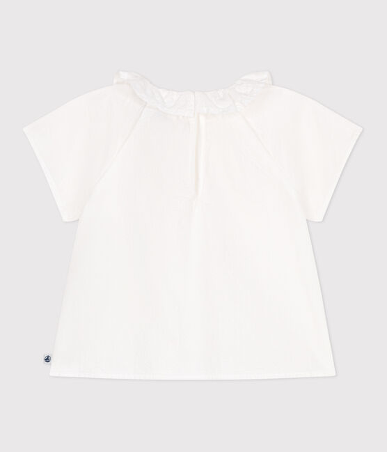 Blusa neonato a maniche corte in seersucker a righe bianco ECUME