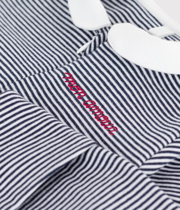 Pigiama in cotone con stampa a righe neonato blu/bianco