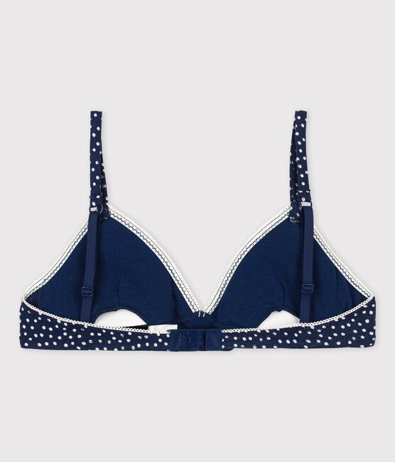 Reggiseno a cuori bambina in cotone ed elastan blu MEDIEVAL/bianco MARSHMALLOW