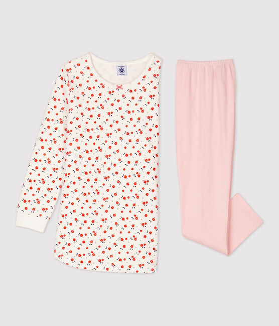 Camicia da notte bambina a fiori in cotone bianco MARSHMALLOW/bianco MULTICO