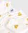 Tutina pigiama bebè a cuori gialli in cotone biologico bianco MARSHMALLOW/giallo OCRE