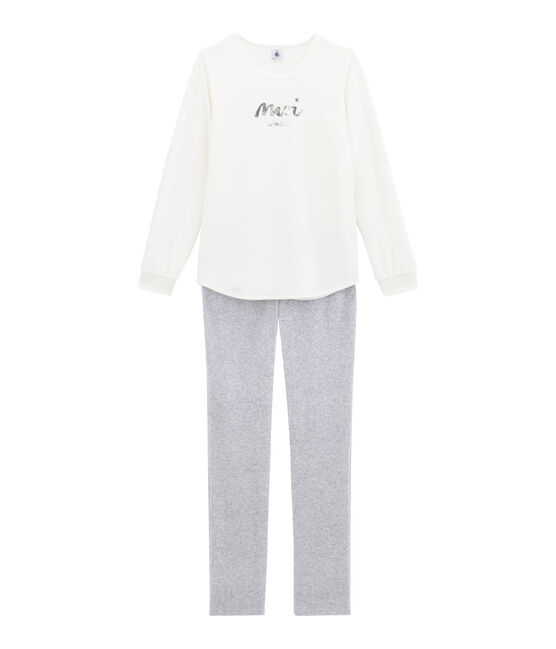 Pigiama per bambina bianco MARSHMALLOW/grigio POUSSIERE