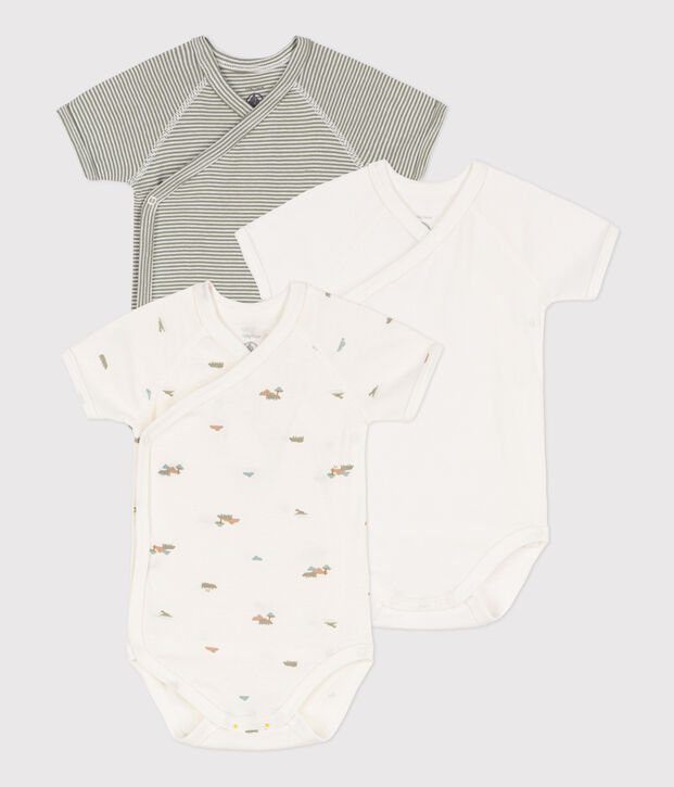 Confezione da 3 body incrociati manica corta in cotone stampato multicolore