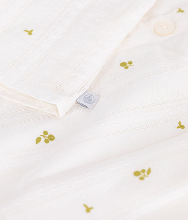 Blusa senza maniche in cotone con stampa a fiori neonata bianco/verde
