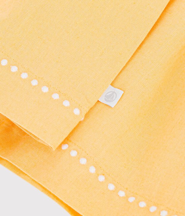 Abito a maniche corte in cotone/lino tinta unita neonata giallo