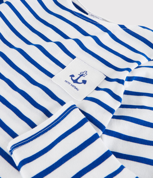 T-shirt marinara bambina e bambino bianco/blu