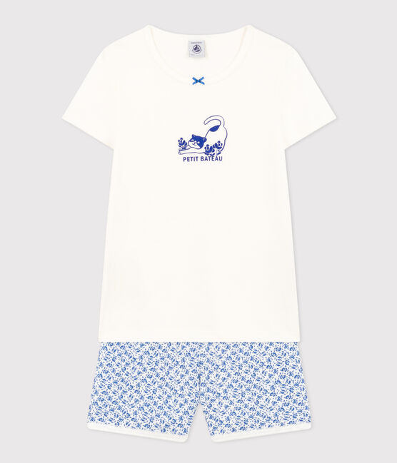 Pigiama shorts in cotone bambina blu MARSHMALLOW/ INCOGNITO
