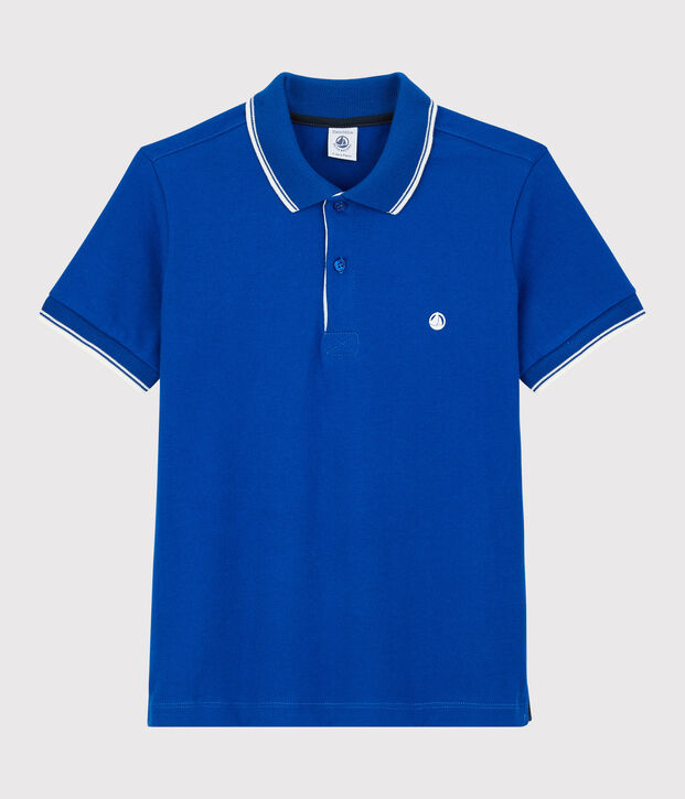 Polo manica corta in jersey bambino blu